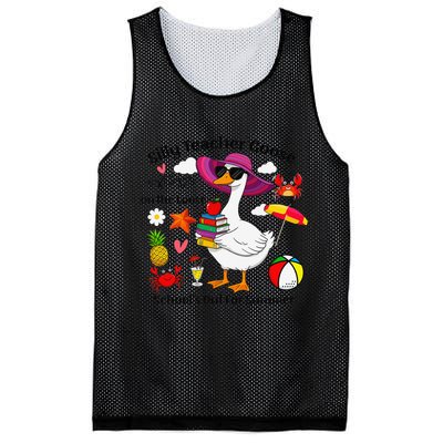 Last Day Of School Teacher Silly Goose Schools Out Summer Mesh Reversible Basketball Jersey Tank