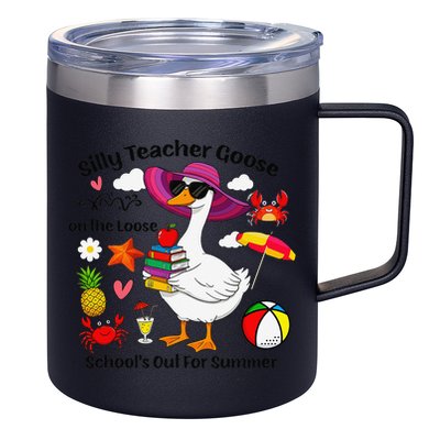 Last Day Of School Teacher Silly Goose Schools Out Summer 12oz Stainless Steel Coffee Mug