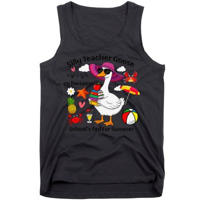 Last Day Of School Teacher Silly Goose Schools Out Summer Tank Top