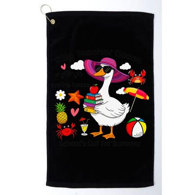 Last Day Of School Teacher Silly Goose Schools Out Summer Golf Towel