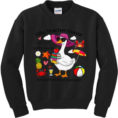 Last Day Of School Teacher Silly Goose Schools Out Summer Kids Sweatshirt