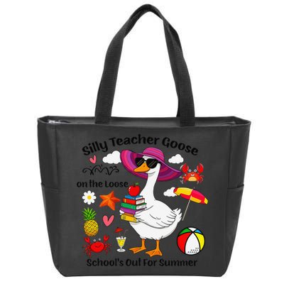 Last Day Of School Teacher Silly Goose Schools Out Summer Zip Tote Bag