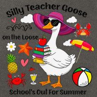 Last Day Of School Teacher Silly Goose Schools Out Summer Cotton Canvas Backpack