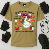 Last Day Of School Teacher Silly Goose Schools Out Summer Cooling Performance Crew T-Shirt