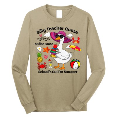 Last Day Of School Teacher Silly Goose Schools Out Summer Long Sleeve Shirt