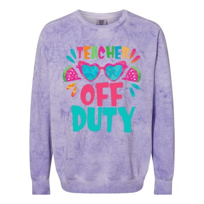 Last Day Of School Summer Break Teacher Off Duty Colorblast Crewneck Sweatshirt