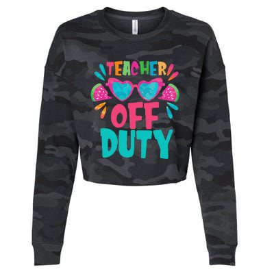 Last Day Of School Summer Break Teacher Off Duty Cropped Pullover Crew