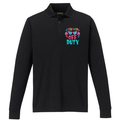 Last Day Of School Summer Break Teacher Off Duty Performance Long Sleeve Polo