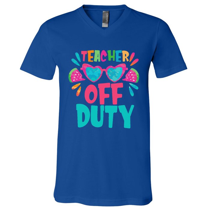 Last Day Of School Summer Break Teacher Off Duty V-Neck T-Shirt