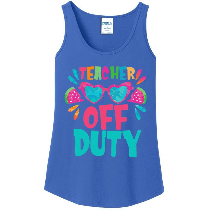 Last Day Of School Summer Break Teacher Off Duty Ladies Essential Tank