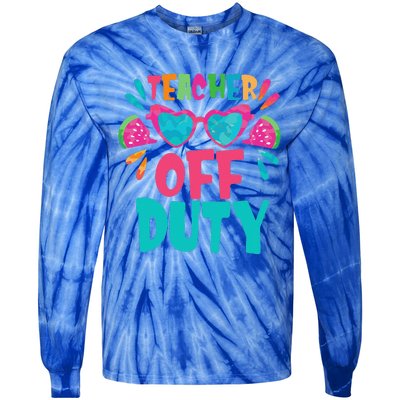 Last Day Of School Summer Break Teacher Off Duty Tie-Dye Long Sleeve Shirt