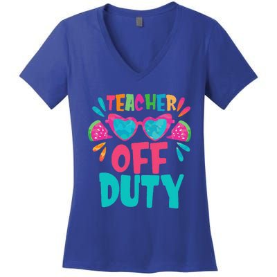 Last Day Of School Summer Break Teacher Off Duty Women's V-Neck T-Shirt