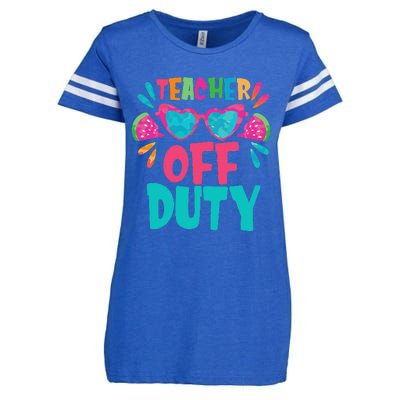 Last Day Of School Summer Break Teacher Off Duty Enza Ladies Jersey Football T-Shirt