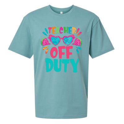 Last Day Of School Summer Break Teacher Off Duty Sueded Cloud Jersey T-Shirt