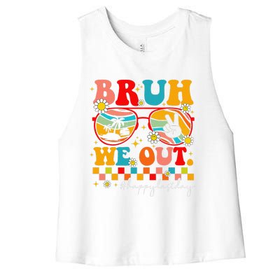 Last Day Of School Teacher Summer Bruh We Out Teachers Women's Racerback Cropped Tank