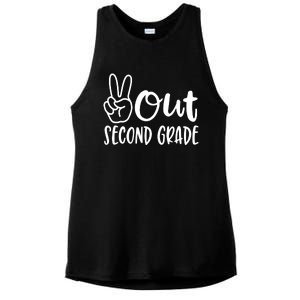 Last Day Of School Peace Out 2nd Second Grade Teacher Ladies PosiCharge Tri-Blend Wicking Tank