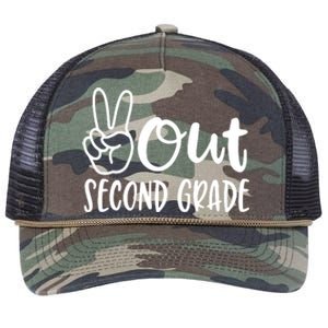 Last Day Of School Peace Out 2nd Second Grade Teacher Retro Rope Trucker Hat Cap