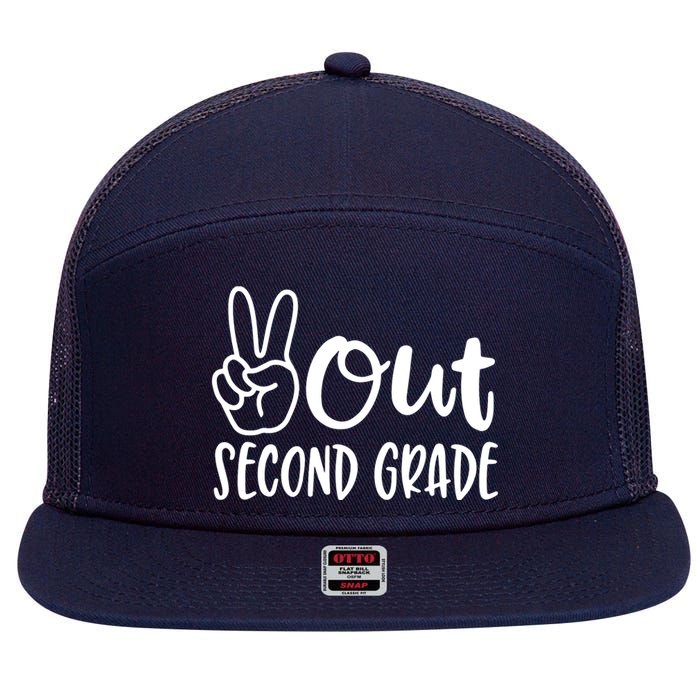 Last Day Of School Peace Out 2nd Second Grade Teacher 7 Panel Mesh Trucker Snapback Hat