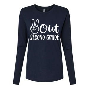 Last Day Of School Peace Out 2nd Second Grade Teacher Womens Cotton Relaxed Long Sleeve T-Shirt