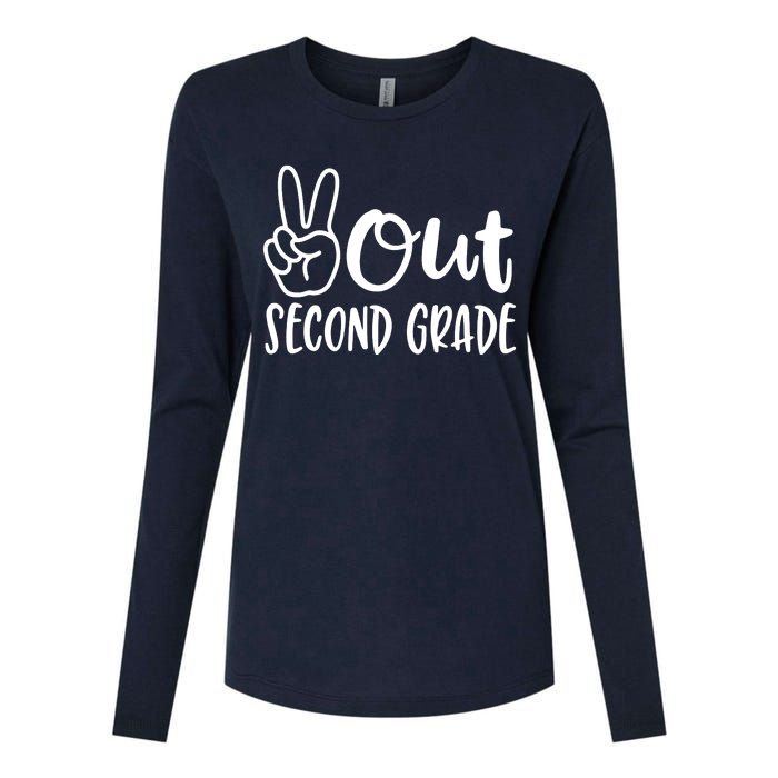 Last Day Of School Peace Out 2nd Second Grade Teacher Womens Cotton Relaxed Long Sleeve T-Shirt