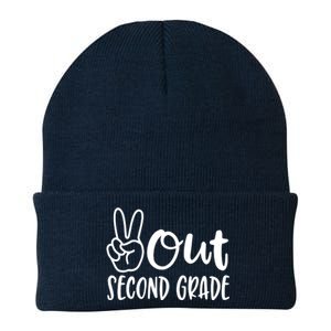 Last Day Of School Peace Out 2nd Second Grade Teacher Knit Cap Winter Beanie