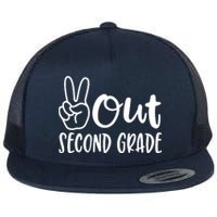 Last Day Of School Peace Out 2nd Second Grade Teacher Flat Bill Trucker Hat