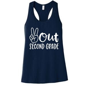 Last Day Of School Peace Out 2nd Second Grade Teacher Women's Racerback Tank