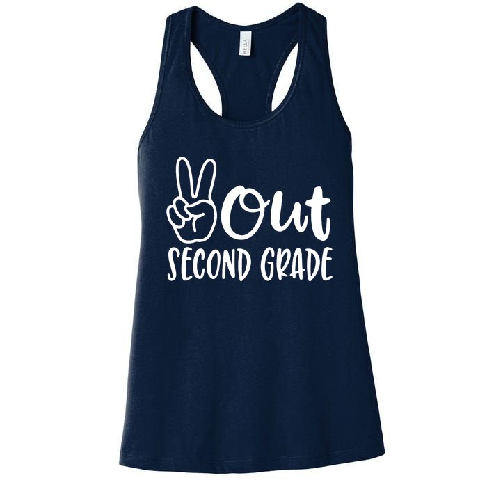 Last Day Of School Peace Out 2nd Second Grade Teacher Women's Racerback Tank