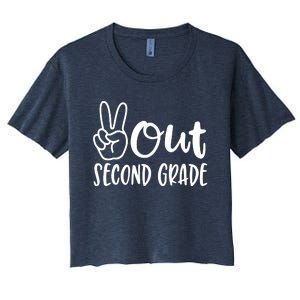 Last Day Of School Peace Out 2nd Second Grade Teacher Women's Crop Top Tee