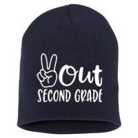 Last Day Of School Peace Out 2nd Second Grade Teacher Short Acrylic Beanie