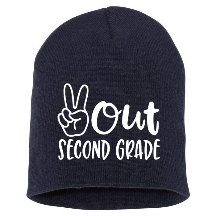 Last Day Of School Peace Out 2nd Second Grade Teacher Short Acrylic Beanie