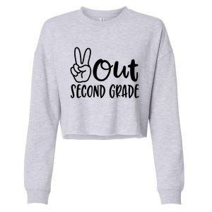 Last Day Of School Peace Out 2nd Second Grade Teacher Cropped Pullover Crew