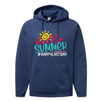 Last Day Of School Hello Summer Teacher For Women Student Performance Fleece Hoodie