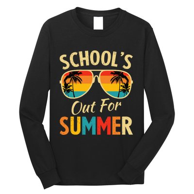 Last Day Of School Retro Schools Out For Summer Teacher Long Sleeve Shirt