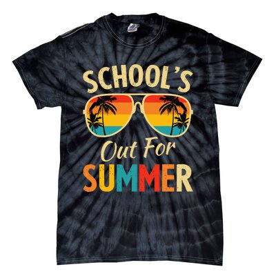 Last Day Of School Retro Schools Out For Summer Teacher Tie-Dye T-Shirt