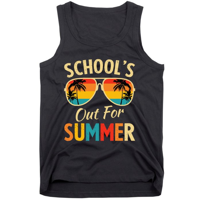 Last Day Of School Retro Schools Out For Summer Teacher Tank Top