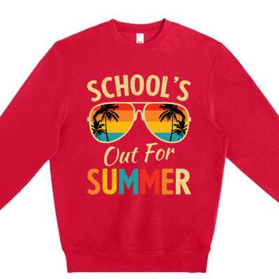 Last Day Of School Retro Schools Out For Summer Teacher Premium Crewneck Sweatshirt