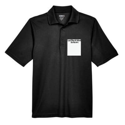 Last Day Of School Sign My Funny Sign My School Men's Origin Performance Pique Polo