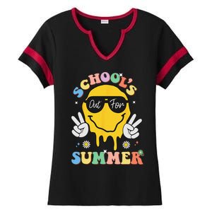 Last Day Of School Schools Out For Summer Teacher Ladies Halftime Notch Neck Tee