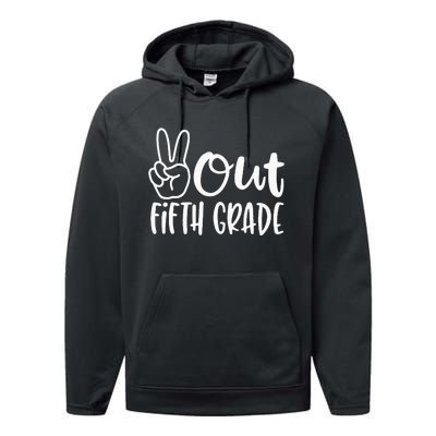 Last Day Of School Peace Out Fifth 5th Grade Teacher Kids Performance Fleece Hoodie