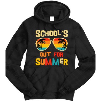 Last Day Of School Retro Schools Out For Summer Teacher Tie Dye Hoodie