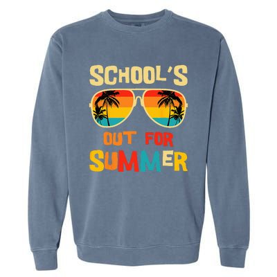 Last Day Of School Retro Schools Out For Summer Teacher Garment-Dyed Sweatshirt