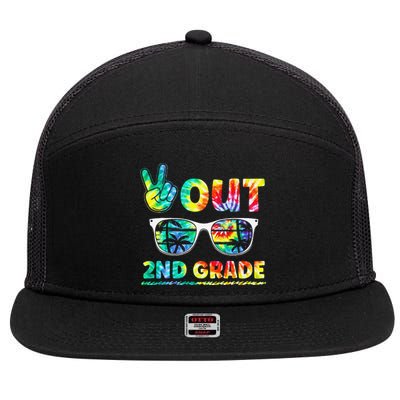 Last Day of School Peace Out 2nd Grade Teachers 7 Panel Mesh Trucker Snapback Hat