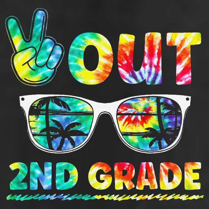 Last Day of School Peace Out 2nd Grade Teachers 7 Panel Mesh Trucker Snapback Hat
