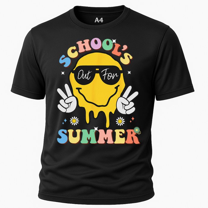 Last Day Of School Schools Out For Summer Teacher Cooling Performance Crew T-Shirt