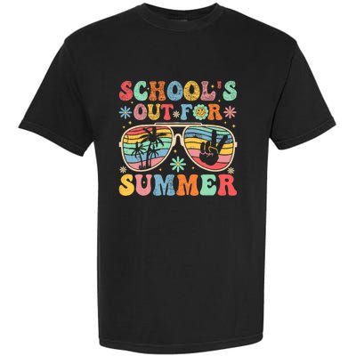 Last Day Of School Groovy SchoolS Out For Summer Teacher Garment-Dyed Heavyweight T-Shirt