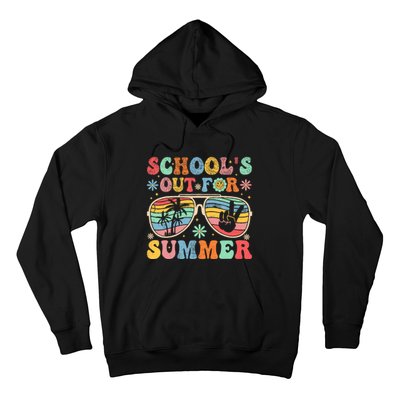 Last Day Of School Groovy SchoolS Out For Summer Teacher Hoodie