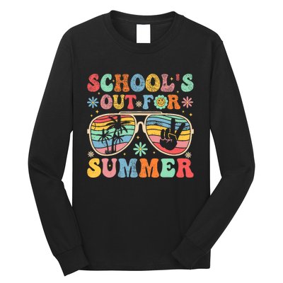 Last Day Of School Groovy SchoolS Out For Summer Teacher Long Sleeve Shirt