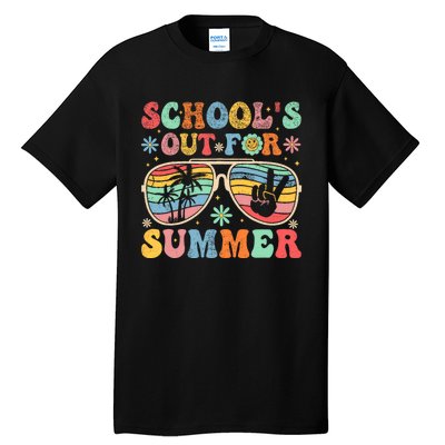 Last Day Of School Groovy SchoolS Out For Summer Teacher Tall T-Shirt