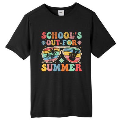 Last Day Of School Groovy SchoolS Out For Summer Teacher Tall Fusion ChromaSoft Performance T-Shirt